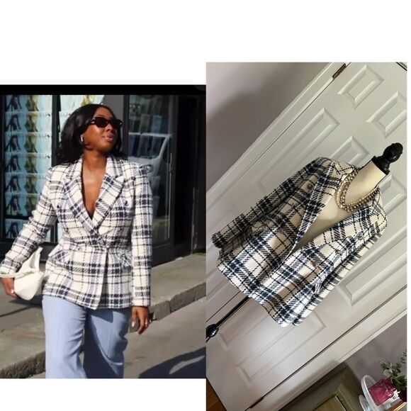 Primark Double Breasted Blazer in Navy and White size 12 - Picture 2 of 16